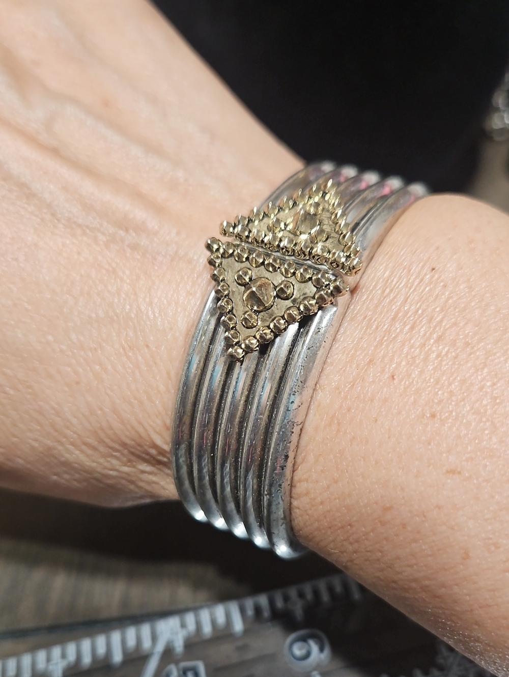 House of Harlow Gold & Silver Triangle Accent Cuff Bracelet